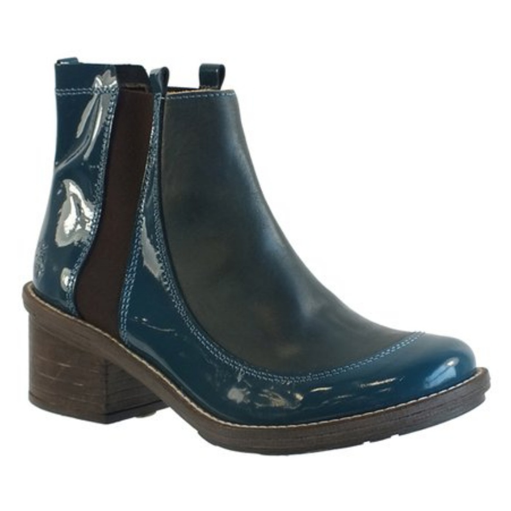 FLY London Teal & Petrol Patent Chelsea Boot Sz 36